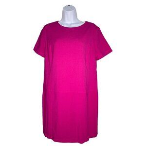 Wells Grace Womens Mini Shirt Dress Magenta Pink Short Sleeve Size Medium